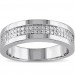 Round Cut White Sapphire 925 Sterling Silver Men's Wedding Band