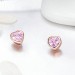 Rose Gold Heart Pink Sapphire Sterling Silver Stud Earrings
