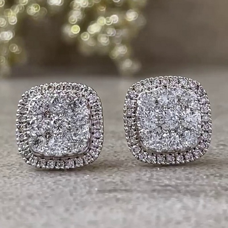 White sapphire halo earrings new arrivals