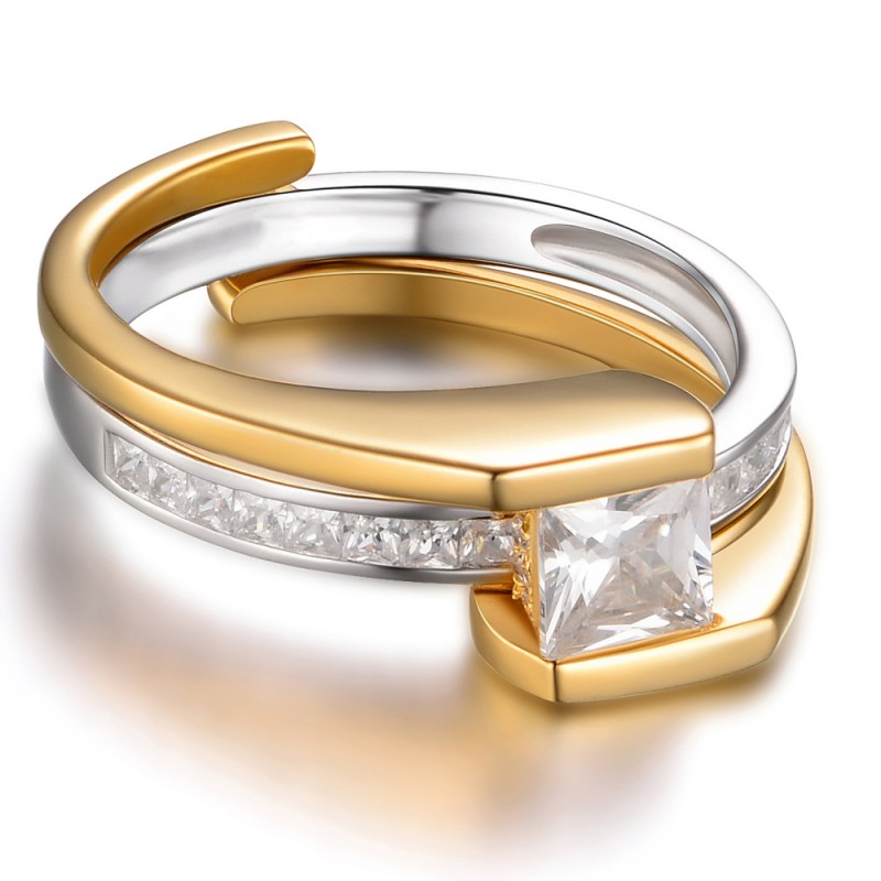 Simple Princess Cut White Sapphire 925 Sterling Silver