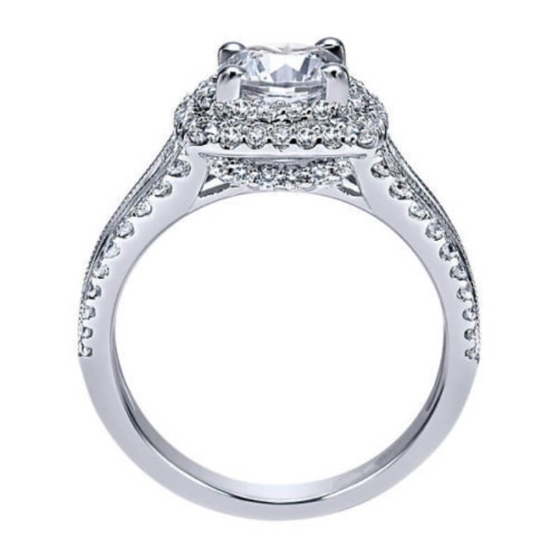 Round Cut White Sapphire Sterling Silver Double Halo Engagement Rings Joancee Jewelry
