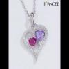 Heart Cut Ruby and Amethyst 925 Sterling Silver Pendant Necklace - Joancee.com