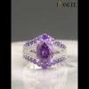 Round Cut Amethyst 925 Sterling Silver Split Shank Engagement Ring - Joancee.com