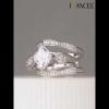 Princess Cut White Sapphire Insert Jacket Sterling Silver Bridal Sets - Joancee.com
