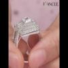 Joancee Princess Cut White Sapphire Sterling Silver Triple Halo Shank Engagement Ring