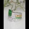 Radiant Cut White Sapphire and Emerald 925 Sterling Silver Toi et Moi Ring - Joancee.com