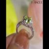 Cushion Cut Peridot Sterling Silver Flower Engagement Ring - Joancee.com