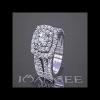 Joancee Round Cut White Sapphire Sterling Silver Double Halo Bridal Sets