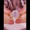 Rose Gold Round Cut Pink Sapphire Sterling Silver Halo Engagement Ring - Joancee.com
