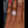 Oval Cut White Sapphire 925 Sterling Silver Halo Insert Bridal Sets - Joancee.com