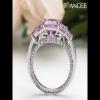 Joancee Princess Cut Pink Sapphire 925 Sterling Silver 3-Stone Engagement Ring