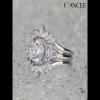 Round Cut White Sapphire 925 Sterling Silver Flower 3-Piece Bridal Sets - Joancee.com