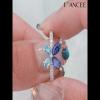 Dainty Blue Sapphire and Aquamarine 925 Sterling Silver Butterfly Ring - Joancee.com