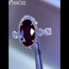 Oval Cut Ruby 925 Sterling Silver Halo Twisted Engagement Ring - Joancee.com