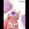 Round Cut Amethyst 925 Sterling Silver Two-Tone Engagement Ring - Joancee.com