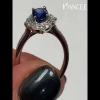 Vintage Oval Cut Blue Sapphire Sterling Silver Halo Engagement Ring