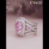 Round Cut Pink Sapphire 925 Sterling Silver Twisted Halo 3-Piece Bridal Sets - Joancee.com