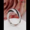 Black and White Sapphire 925 Sterling Silver Twisted Women's Band - Joancee.com
