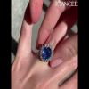Oval Cut Blue Sapphire 925 Sterling Silver Halo Bridal Sets - Joancee.com