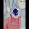 Round Cut Blue Sapphire 925 Sterling Silver Halo Engagement Ring - Joancee.com