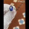 Oval Cut Blue Sapphire Sterling Silver 3-Stone Engagement Ring