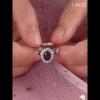 Joancee Classic Round Cut Black Sapphire Sterling Silver Engagement Ring