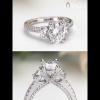 Joancee Round Cut White Sapphire 925 Sterling Silver Three Stones 3-Piece Matching Bridal Sets