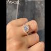 Rose Gold Round Cut White Sapphire 925 Sterling Silver Halo Engagement Ring - Joancee.com