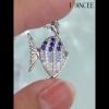 Lovely Blue Sapphire and Aquamarine 925 Sterling Silver Fish Necklace - Joancee.com