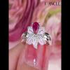 Gorgeous Pear Cut Ruby 925 Sterling Silver Orchid Flower Ring - Joancee.com