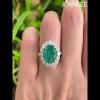 Round Cut Emerald 925 Sterling Silver Halo Engagement Ring - Joancee.com