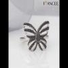 Joancee Black Sapphire 925 Sterling Silver Butterfly Cocktail Ring