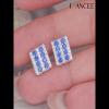 Round Cut White and Blue Sapphire Sterling Silver Stud Earrings - Joancee.com