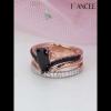 Rose Gold Pear Cut Black Sapphire 925 Sterling Silver Engagement Ring - Joancee.com