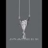 Heart Shape Black Sapphire 925 Sterling Silver Skull Bat Necklace - Joancee.com