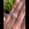 Rose Gold Round Cut White Sapphire 925 Sterling Silver Halo Bridal Sets - Joancee.com