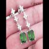 Gorgeous Radiant Cut Emerald 925 Sterling Silver Drop Earrings - Joancee.com