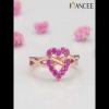 Rose Gold Round Cut Ruby 925 Sterling Silver Heart Promise Ring - Joancee.com