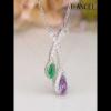 Pear Cut Amethyst and Emerald 925 Sterling Silver Necklace - Joancee.com