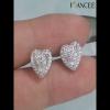 Round Cut White Sapphire 925 Sterling Silver Heart Halo Stud Earrings - Joancee.com