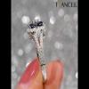 Round Cut Blue Sapphire Sterling Silver Clover Halo Engagement Ring -Joancee.com