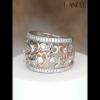 White Sapphire 925 Sterling Silver Two Tone Heart Women's Band - Joancee.com