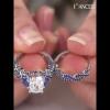 Cushion Cut Blue Sapphire Sterling Silver 2 Pieces Twisted Bridal Sets