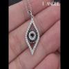 Round Cut Black Sapphire Evil Eye 925 Sterling Silver Necklace - Joancee.com