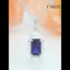Vintage Radiant Cut Blue Sapphire 925 Sterling Silver Halo Necklace - Joancee.com