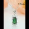 Vintage Radiant Cut Emerald 925 Sterling Silver Halo Necklace - Joancee.com