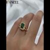 Emerald Cut Emerald Sterling Silver Gold Halo Engagement Ring - Joancee.com