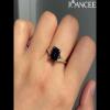 Gold Emerald Cut Blue Sapphire 925 Sterling Silver Engagement Ring - Joancee.com