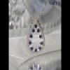 Round Cut Blue Sapphire Sterling Silver Teardrop Necklace - Joancee.com