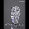 Joancee Round Cut White Sapphire Sterling Silver Double Halo Engagement Rings